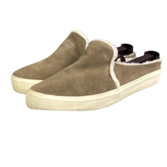 Staheekum Cozy Camp Mule Stone Tan Suede Loafers with Furry Collar Size 10 - Picture 8 of 9